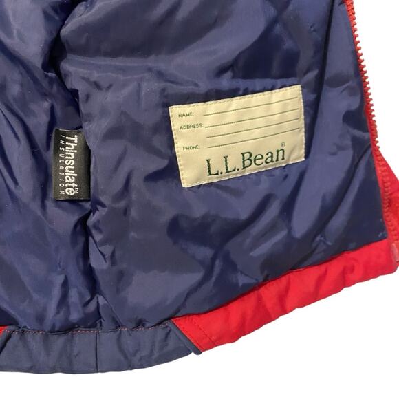 Boys L.L. Bean Size 4T Puffer Hoodie Jacket Red and Blue Thinsulate Insulation - Picture 7 of 13